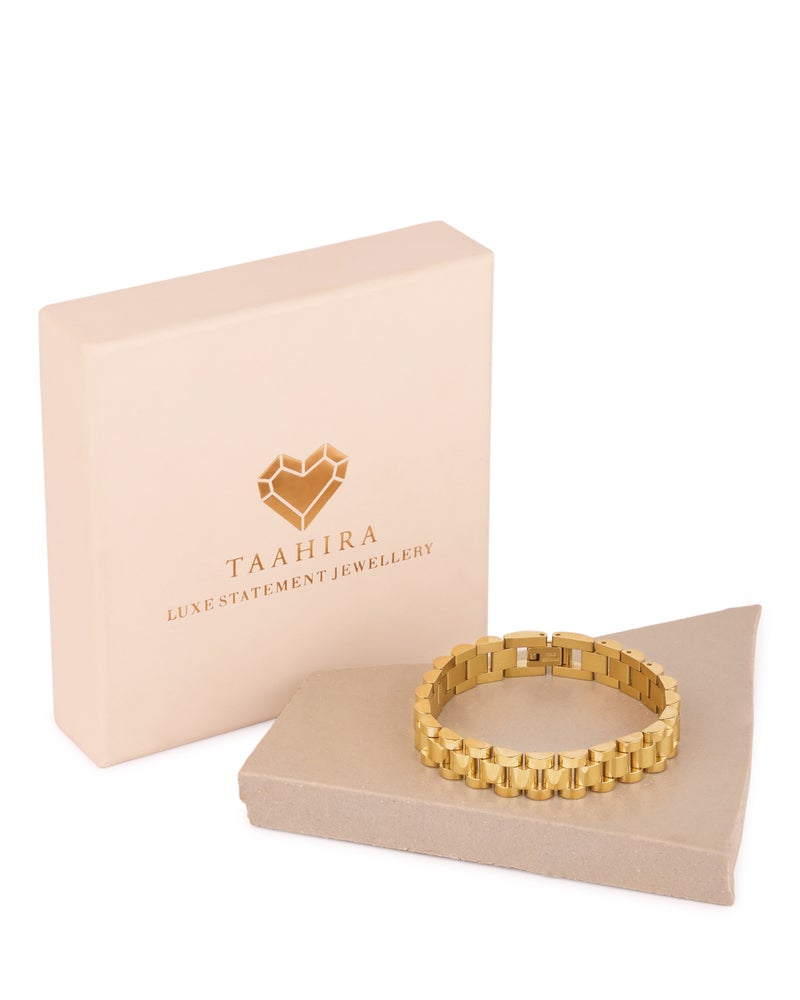 TAAHIRA 18kt Gold Plated Cuban Chain Bracelet - Image 3